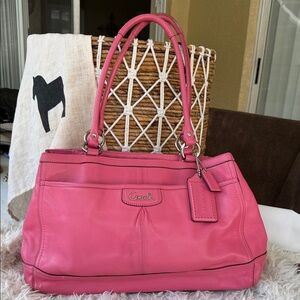 Coach Pink Leather Carry all Tote Bag